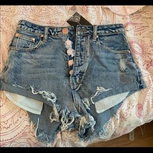 high waisted jean shorts